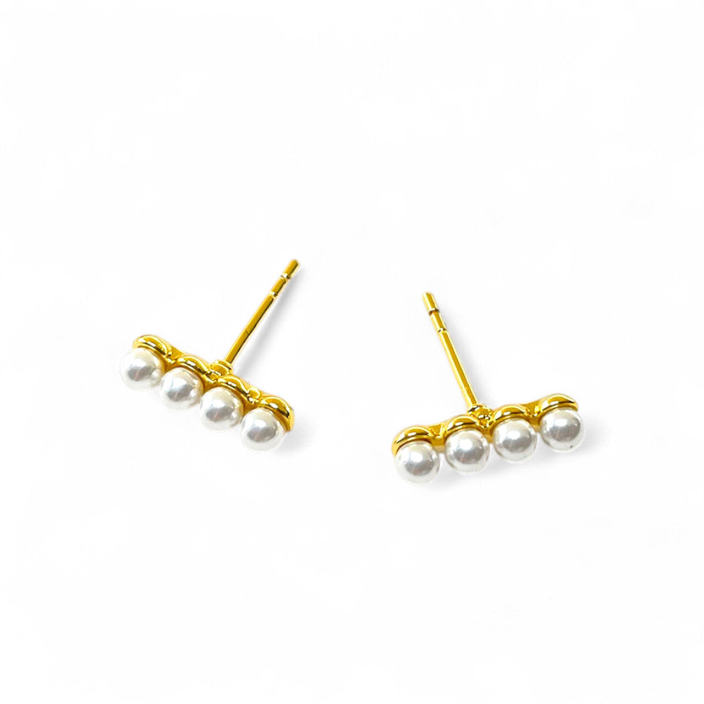 Mira Golden Pearl Bar Studs