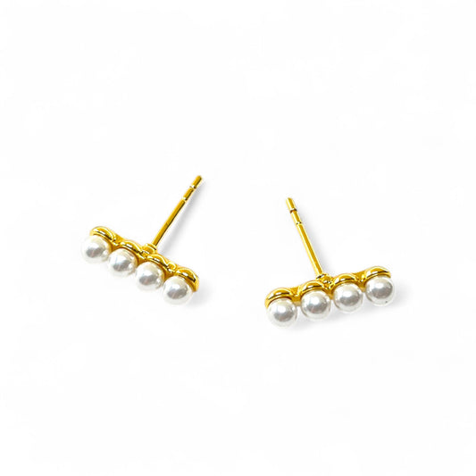 Mira Golden Pearl Bar Studs