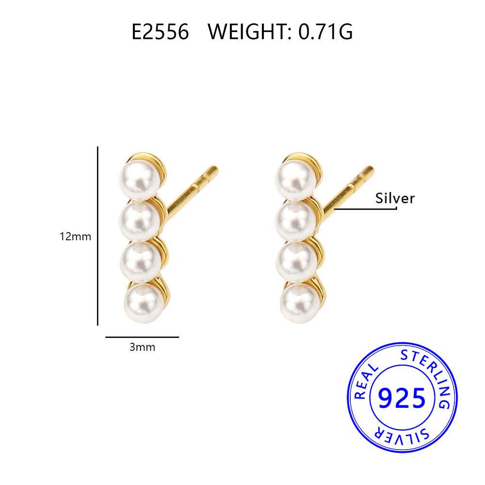 Mira Golden Pearl Bar Studs