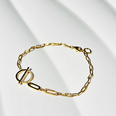 Aurelia Geometric Gold Link Bracelet